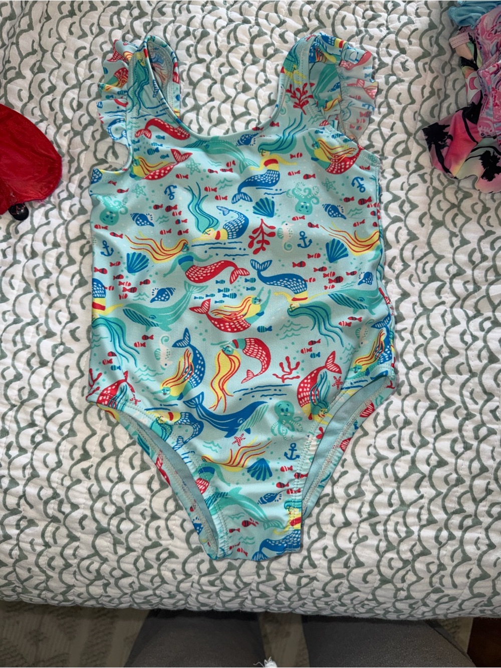 GAP Aqua Mermaid Print Ruffle Strap One-Piece